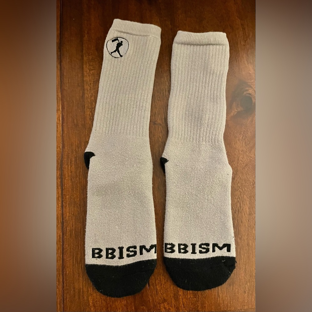 BASEBALLISM 'RESPECT THE GAME' Gray/Black Athletic Crew Socks W/Embroidered Logo